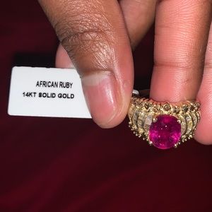14kt solid gold african ruby ring
